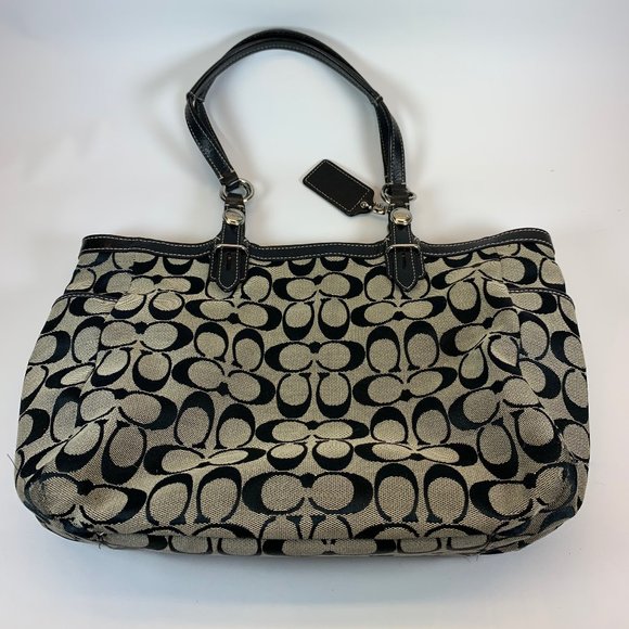 Coach shoulder hobo bag brown black canvas leather - Picture 8 of 11